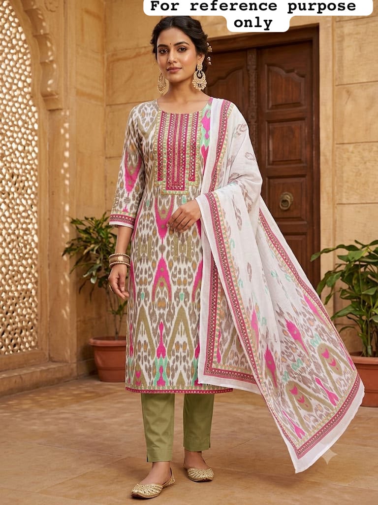 Mul chanderi cotton printed unstitched ladies suit Rc19297