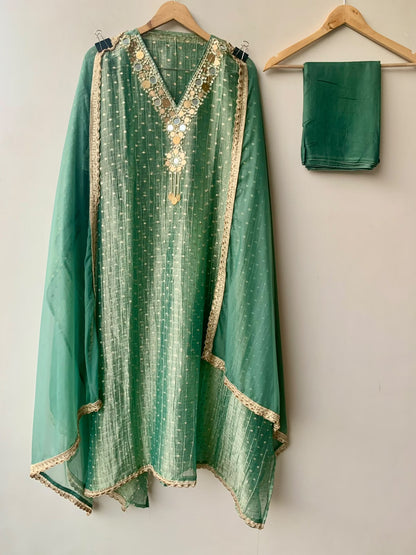 Banarasi Shimmer Silk Elegant Unstitched Suit Set