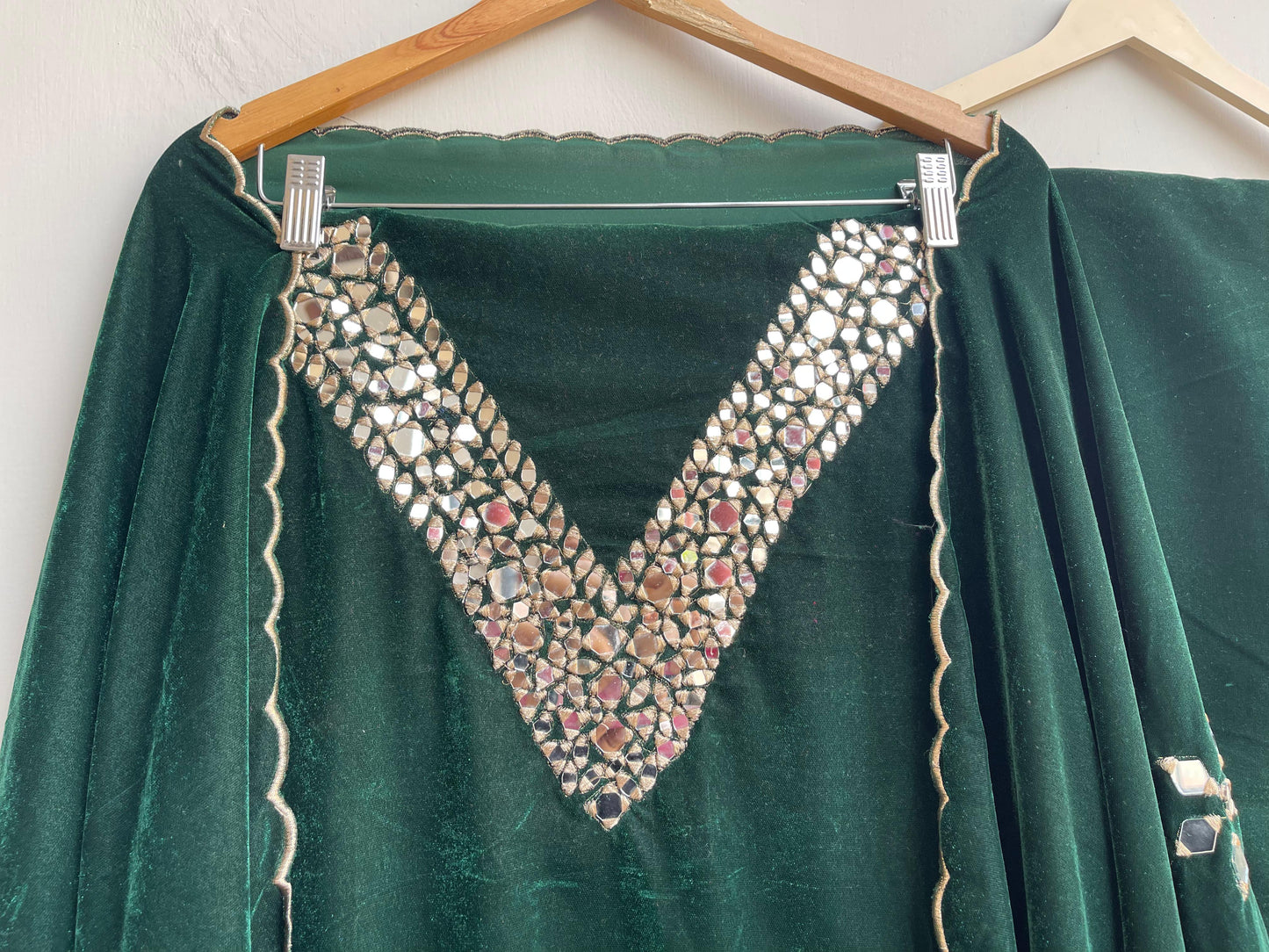 Micra velvet mirror work embroidered unstitched ladies suit Rc17850 (b)