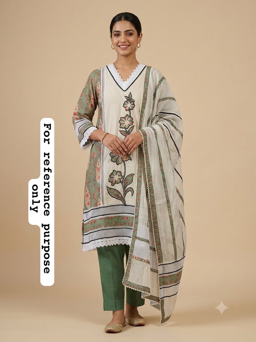 Cotton Printed Unstitched Ladies Suit with Resham Patchwork RC-19017 - Royal Chic by Priti (photo 2)