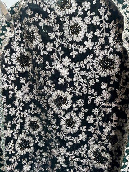 Resham embroidered unstitched velvet ladies suit Rc18838 (d)