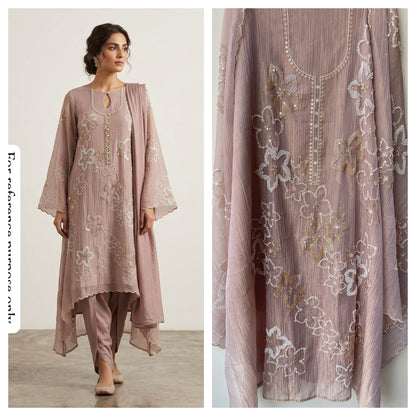 Pure shimmer crushed tissue unstitched ladies suit Rc18797