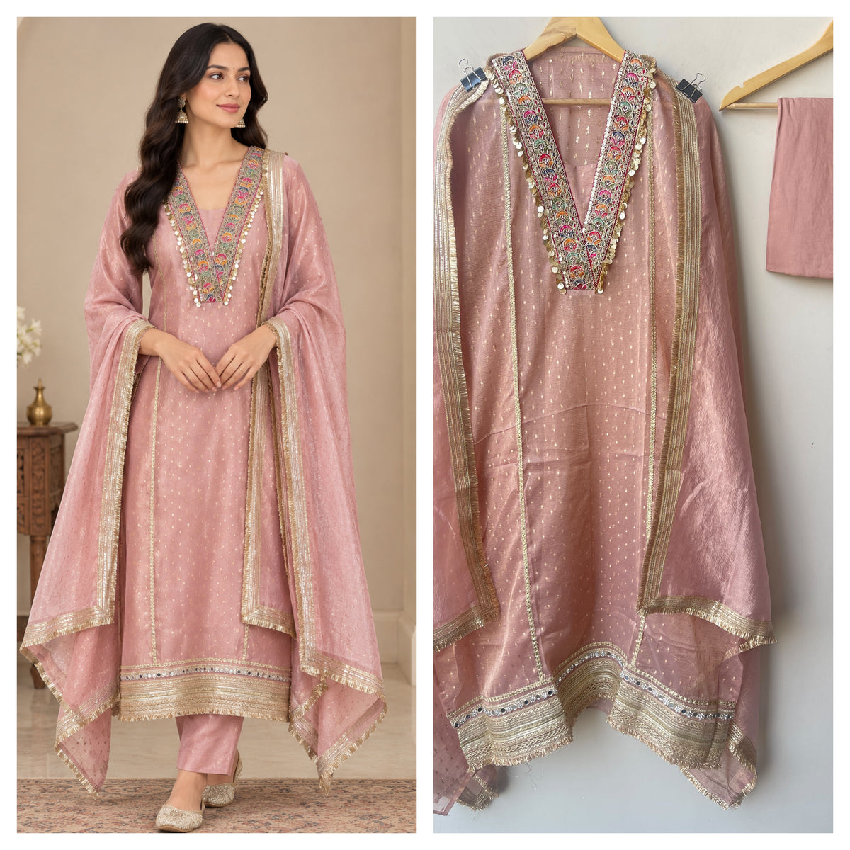 Elegant shimmer tissue ladies unstitched suit