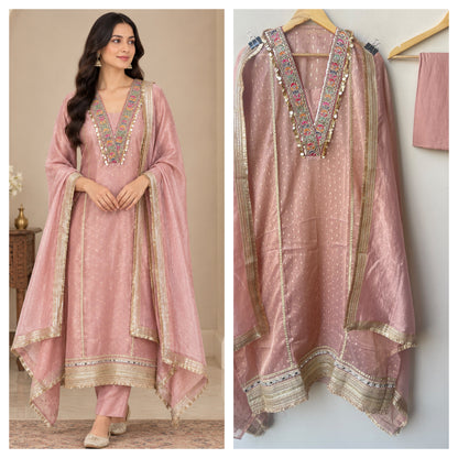 Elegant shimmer tissue ladies unstitched suit
