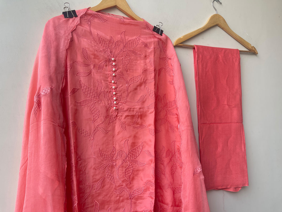 Premium Glass Organza Unstitched 3 Pcs Designer Suit Set