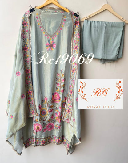 Shimmer silk unstitched ladies suit Rc19069