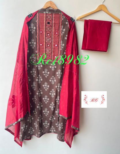 Cotton printed unstitched ladies suit Rc18982