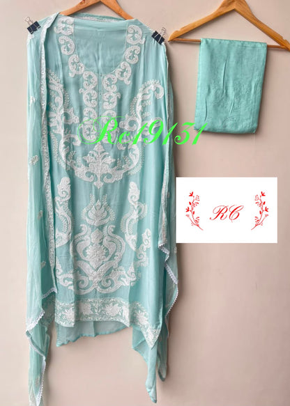 Organza Tuile fabric ladies unstitched suit Rc19131 (c)