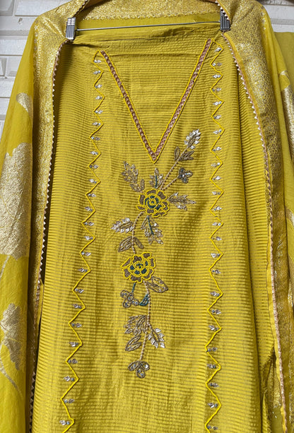 Banarasi shimmer silk unstitched ladies suit Rc17790