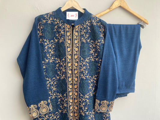 Woolen ladies coord set with resham embroidery Rc18840