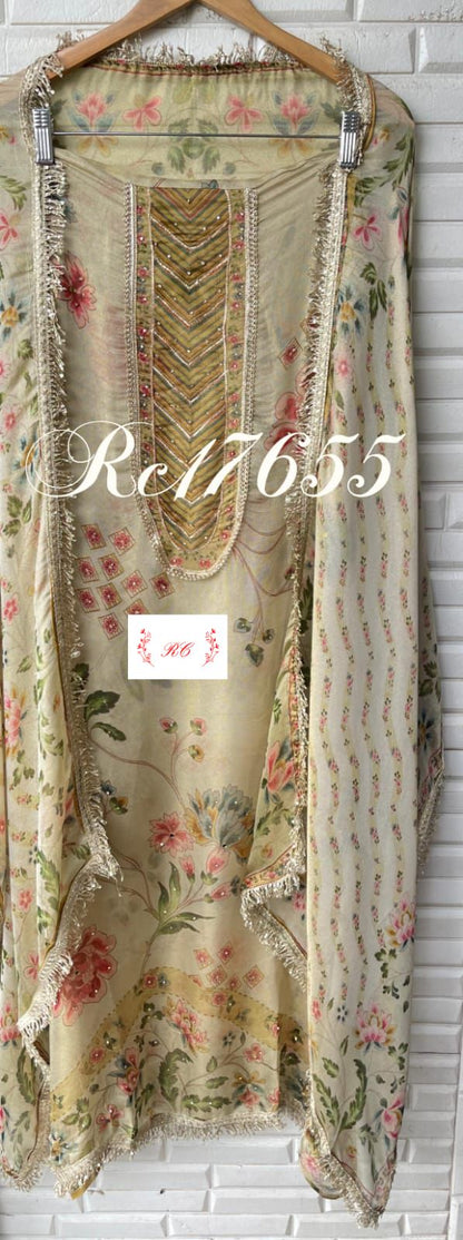 Burberry shimmer unstitched ladies suit Rc17655