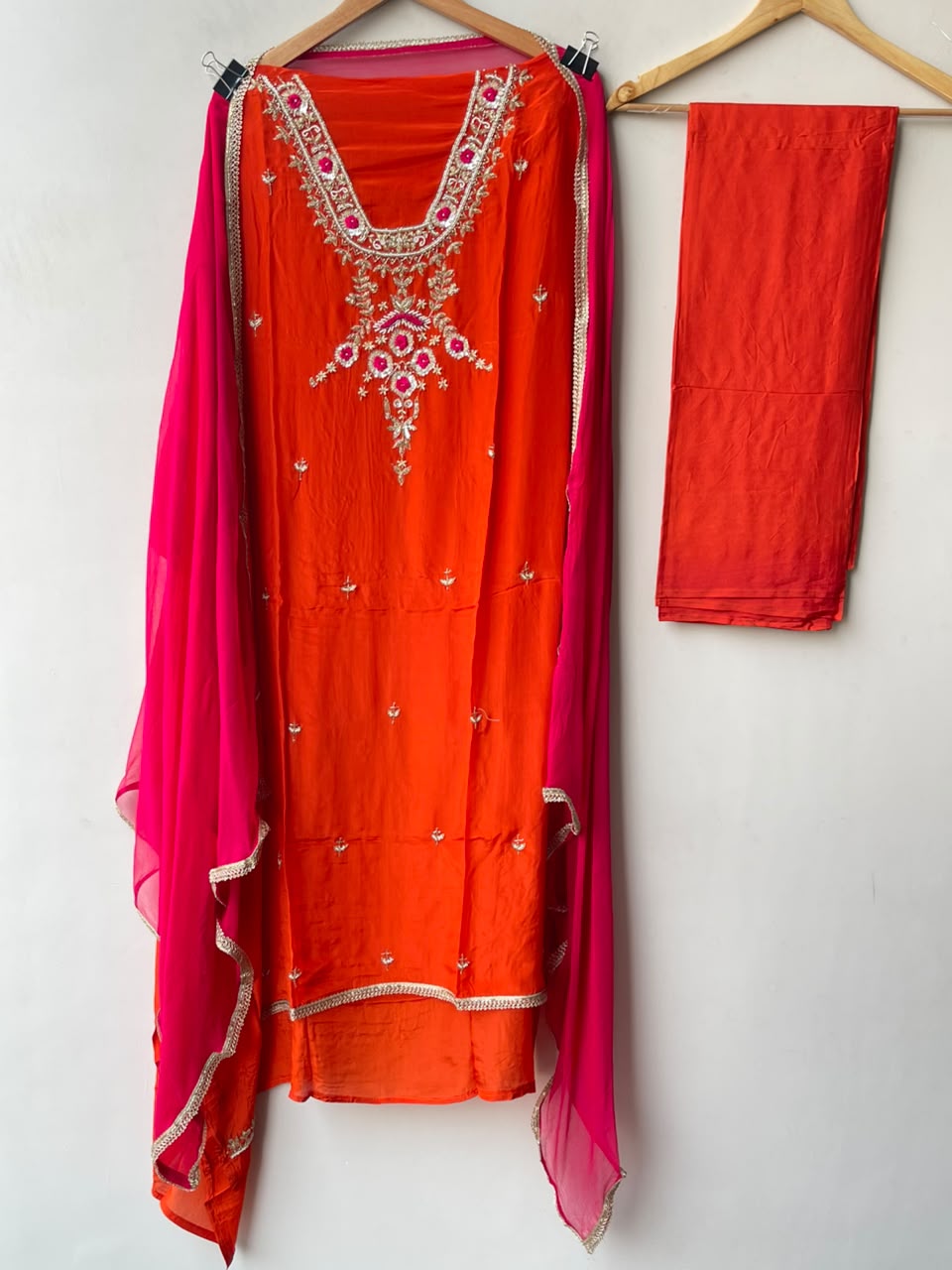 Premium Glass organza Unstitched 3 pcs Suit Set