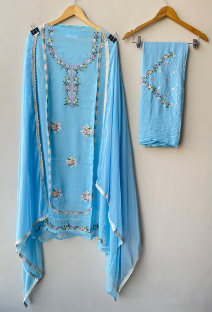 Premium Organza Embroidered Unstitched Suit Set