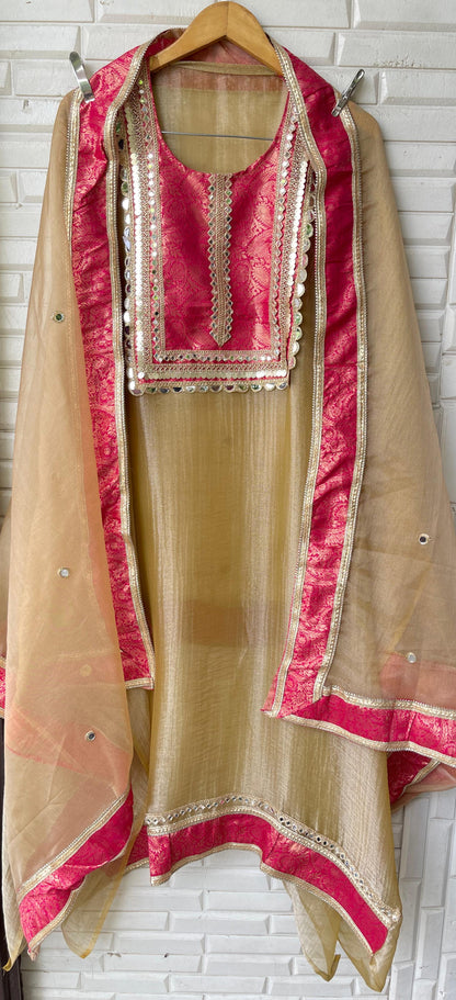 Crushed shimmer tissue unstitched ladies suit Rc17763 (a)