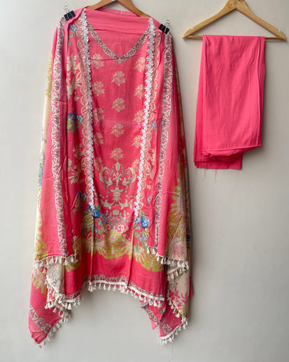 Designer Cotton Printed Unstitched 3 Pcs Suit Set