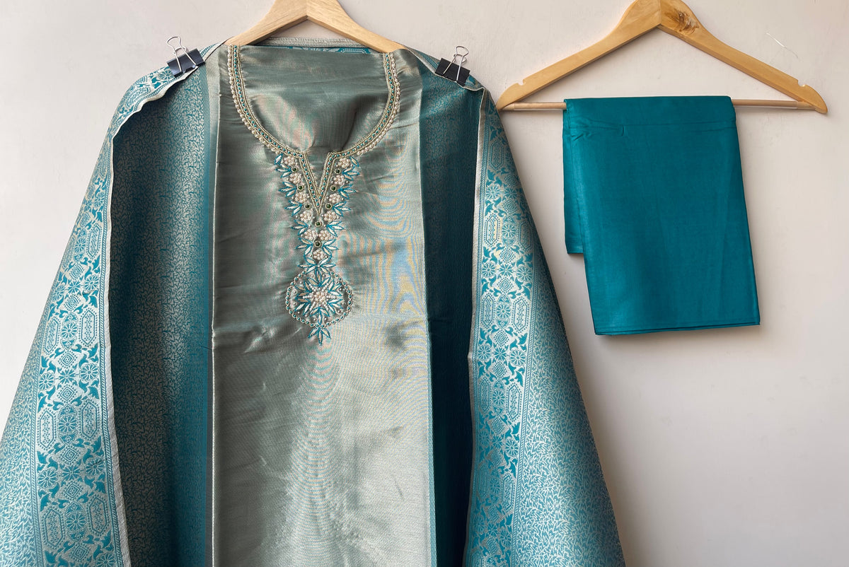 Shimmer Giraffe Silk woven unstitched suit set