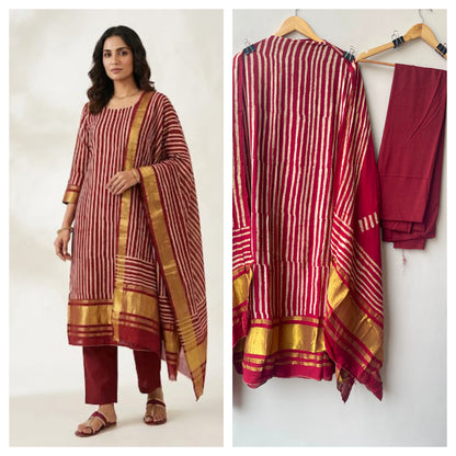 Cotton chanderi printed ladies unstitched suit Rc19265 (a)