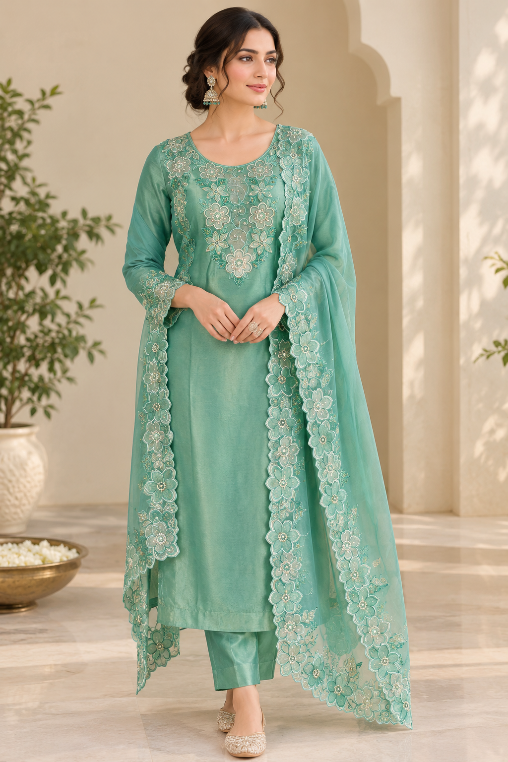 Shimmer Silk Organza Luxury Ensemble Unstitched Suit Set