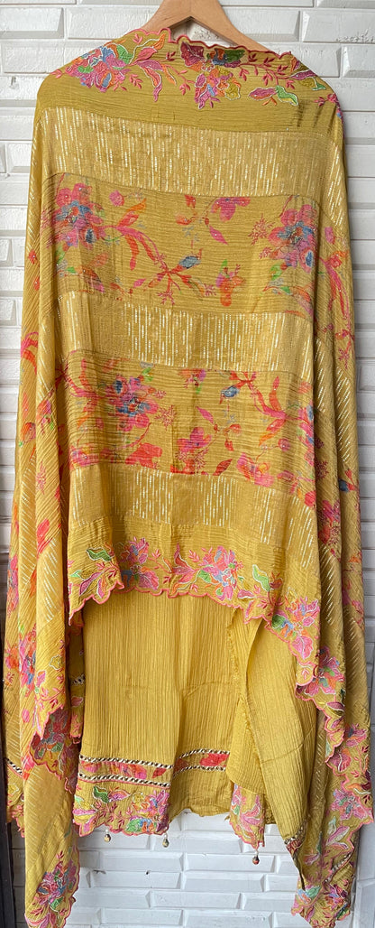 Pure crushed shimmer tissue silk unstitched ladies suit Rc17735