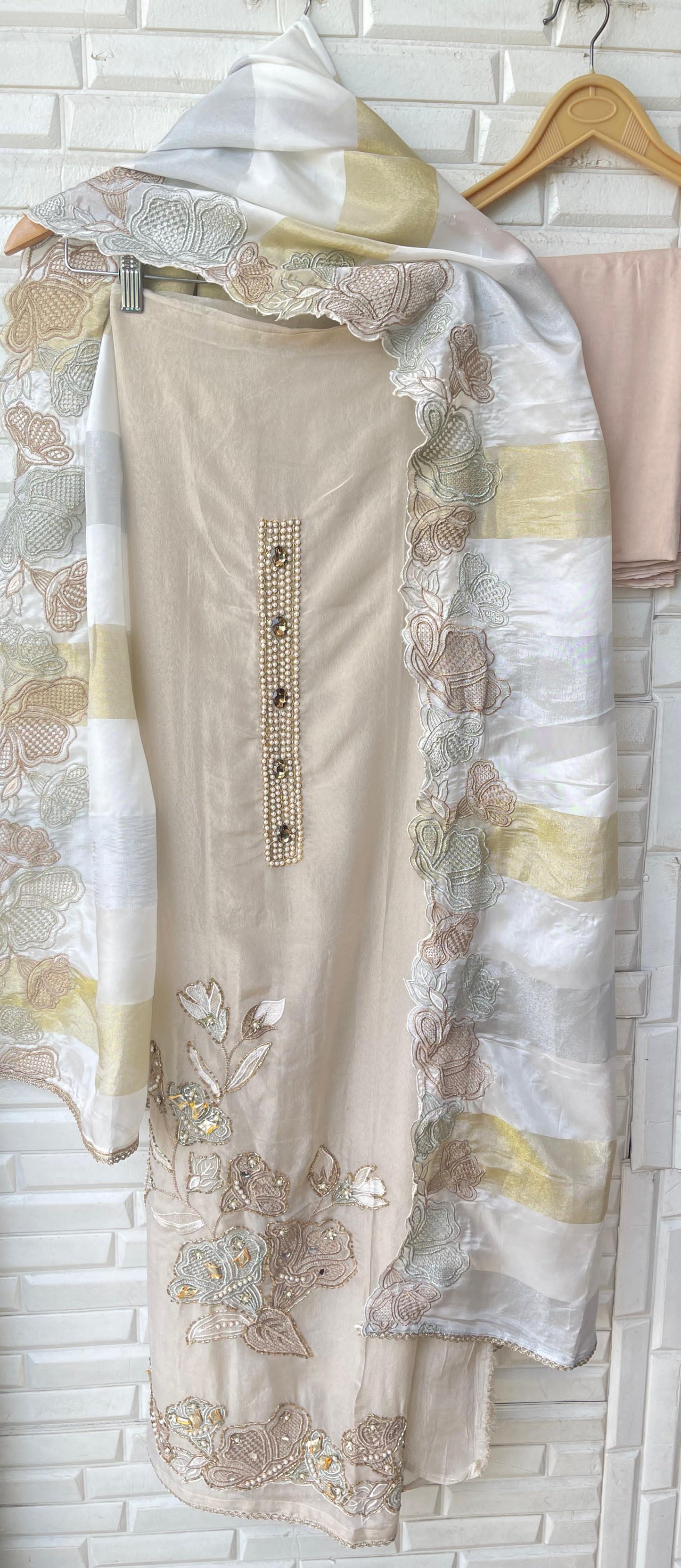 Shimmer silk unstitched ladies suit Rc17854