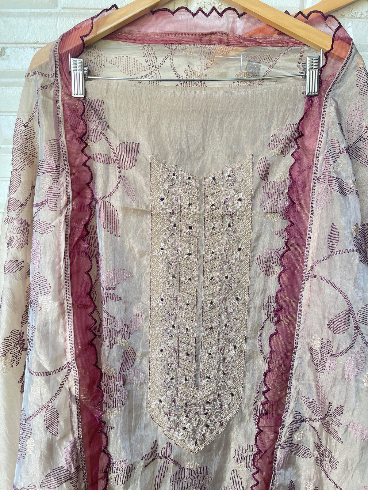 Elegant Shimmer Tissue Unstitched Designer Suit Set