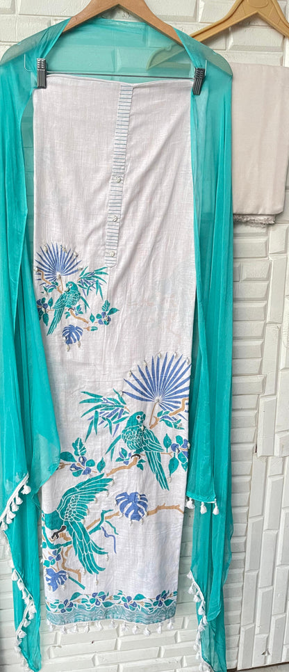 Cotton linen unstitched ladies suit Rc17421