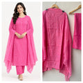 Premium Glass Organza Unstitched 3 Pcs Designer Suit Set