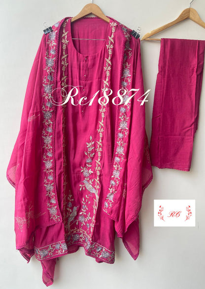Mul Chanderi Unstitched Ladies Suit - RC18874 – view 3