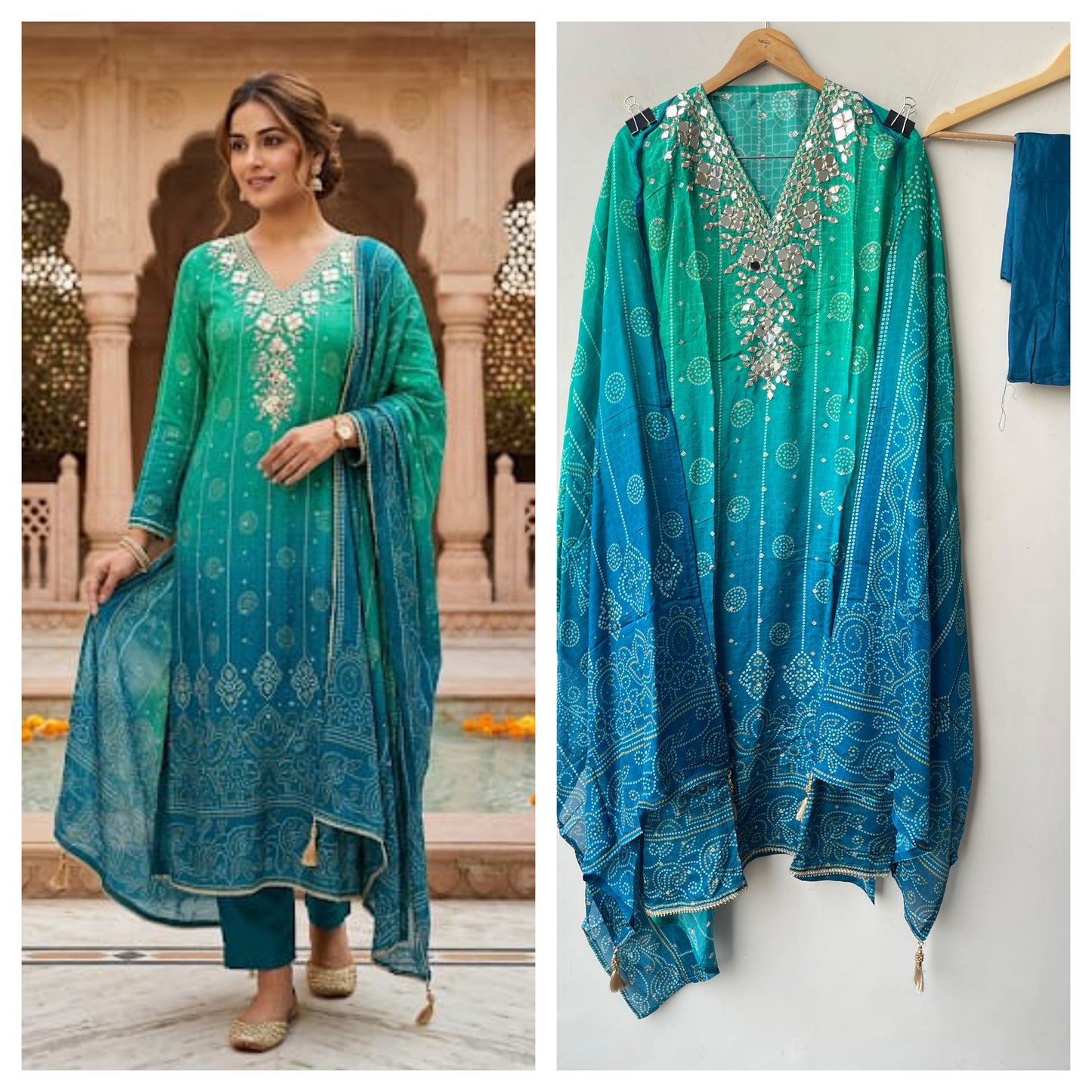 Double shaded banarasi ladies unstitched printed suit Rc19324