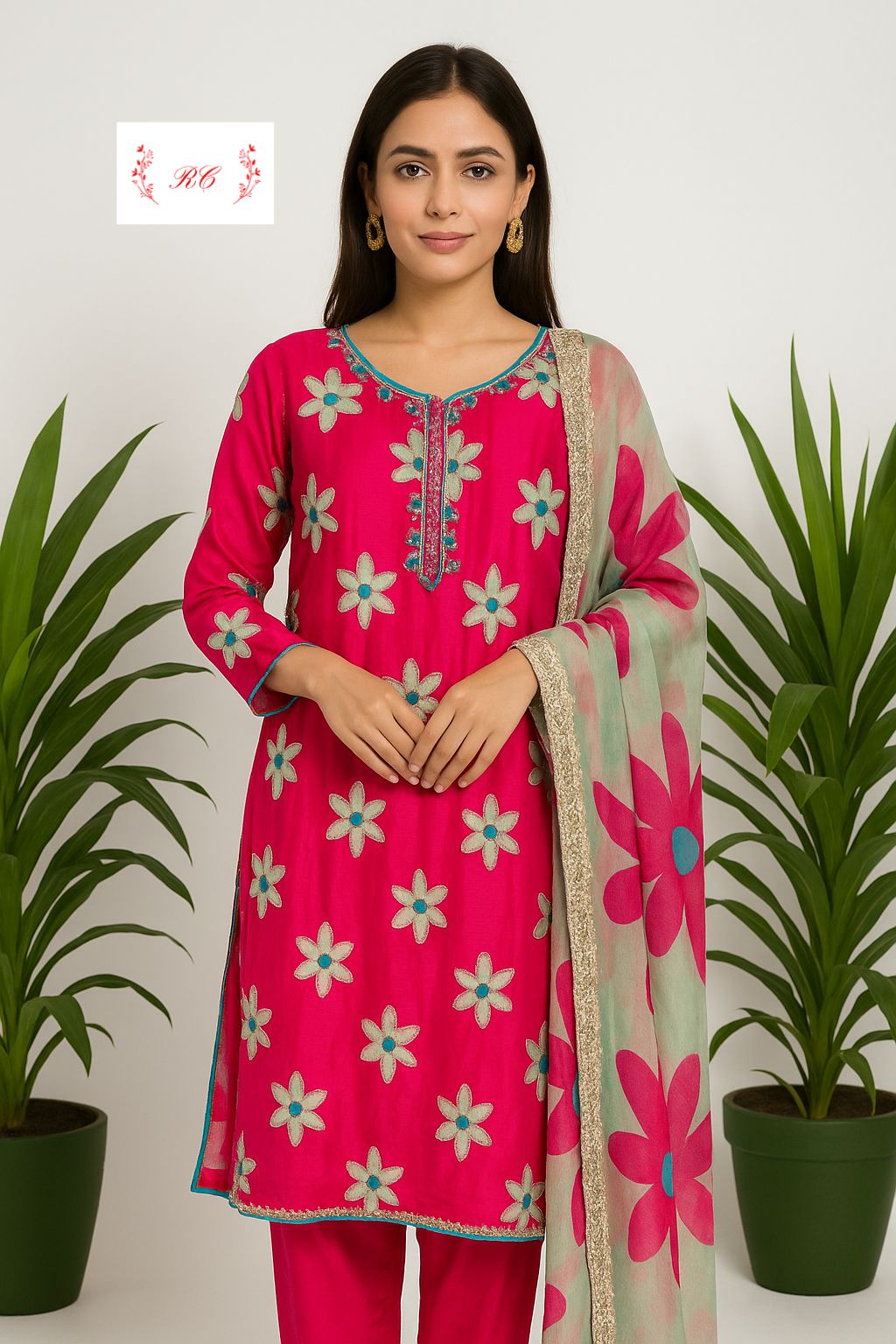 Organza silk unstitched ladies suit Rc17515