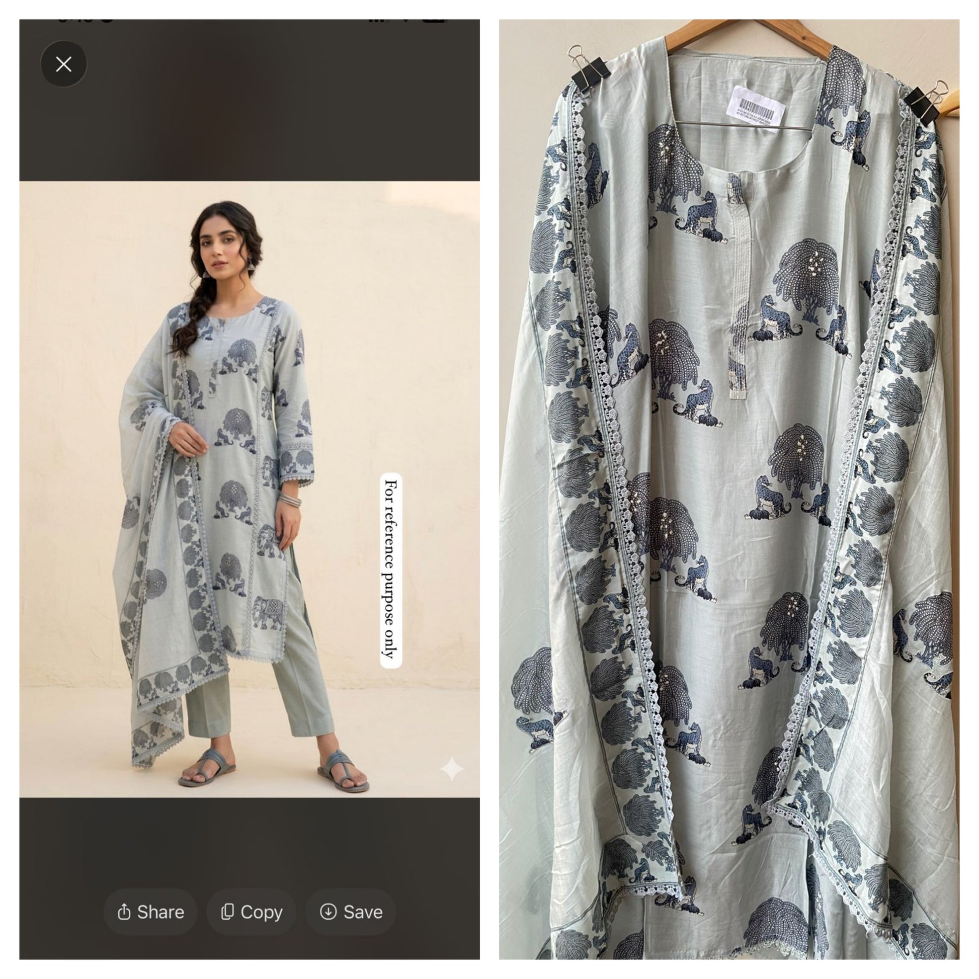 Muslin printed unstitched salwar suit with sequin resham work and crochet lace – RoyalChicByPriti