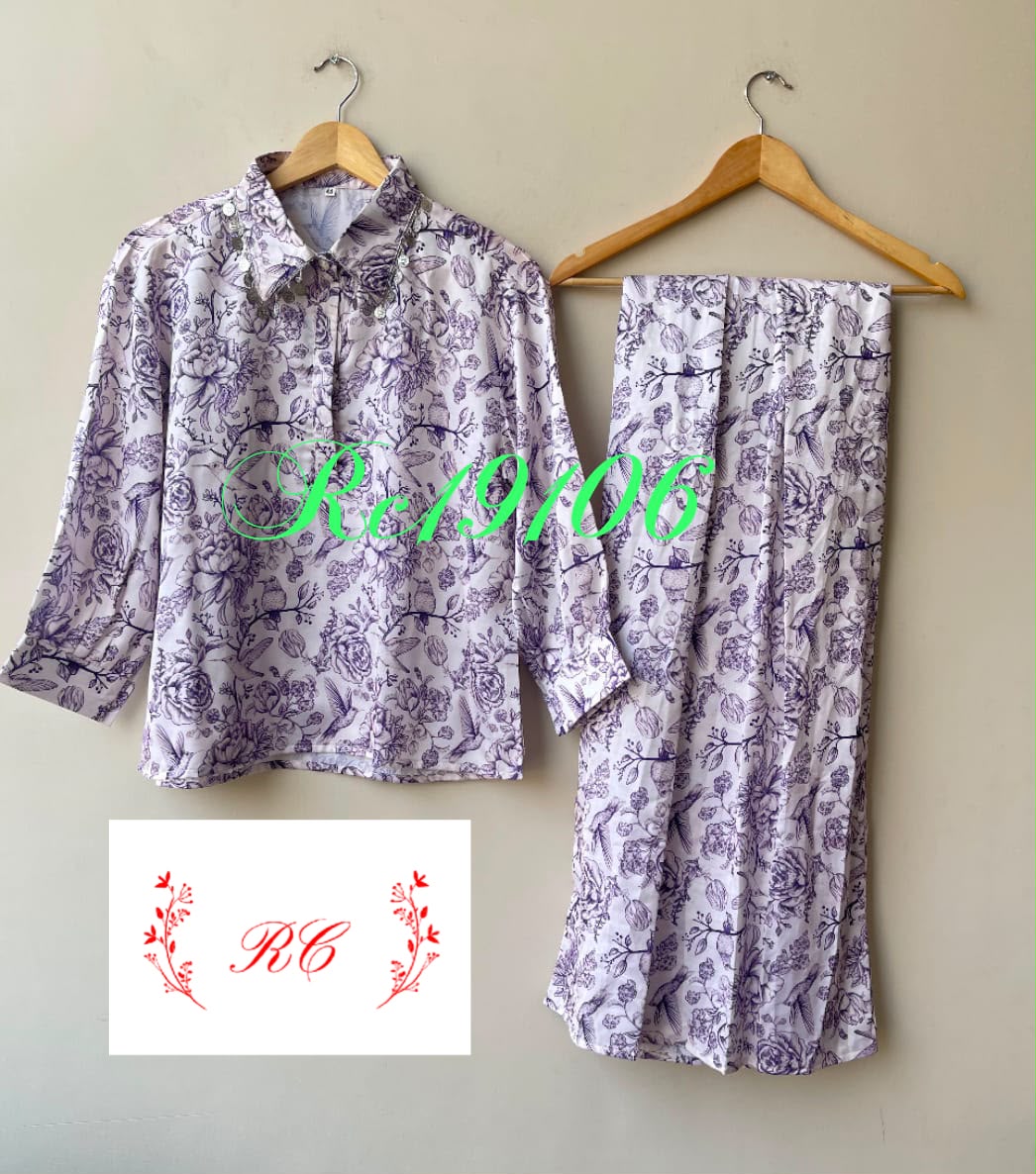 Muslin cotton printed ladies stitched coord set Rc19106