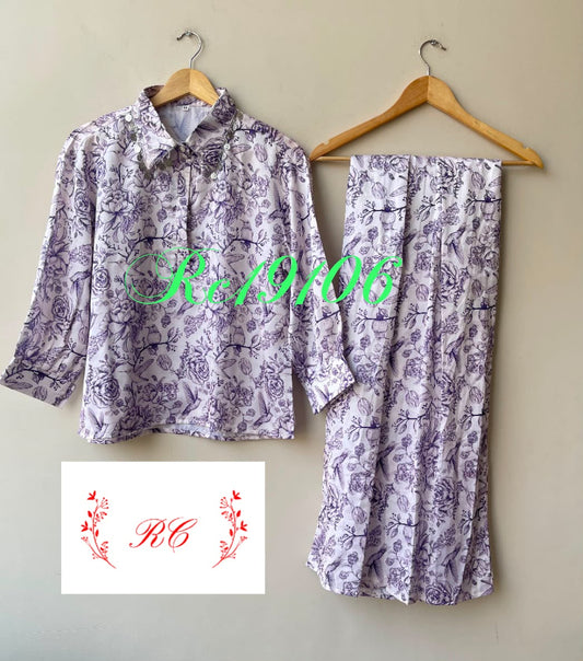 Muslin cotton printed ladies stitched coord set Rc19106