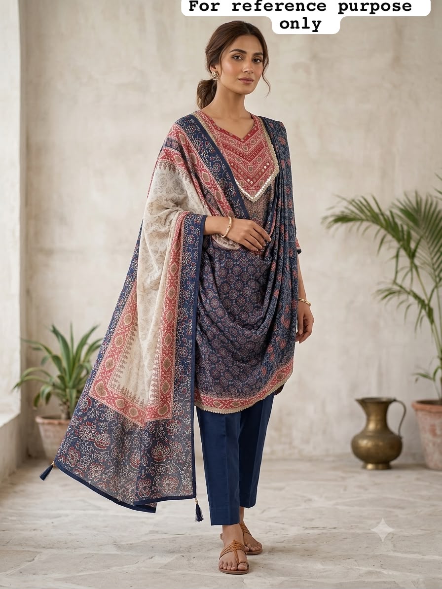 Satin crepe printed ladies unstitched suit Rc19153