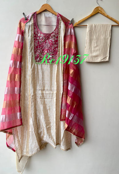 Banarasi shimmer silk ladies unstitched suit Rc19137