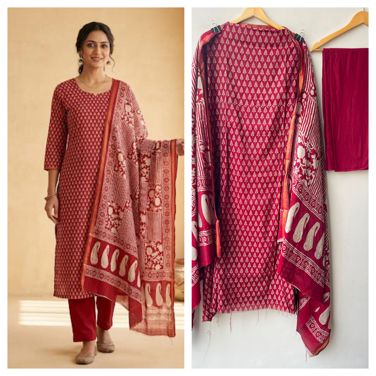 Maheshwari cotton chanderi unstitched printed ladies suit Rc19284 (b)