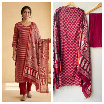 Maheshwari cotton chanderi unstitched printed ladies suit Rc19284 (b)