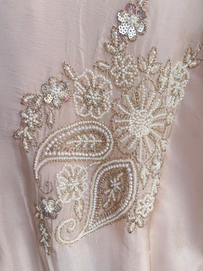 Satin crape unstitched ladies suit Rc17903