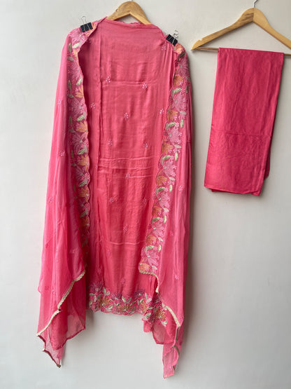 Classy Embroidered Designer Unstitched 3 Pcs Suit Set