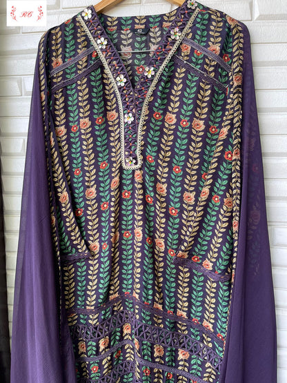 Muslin readymade ladies suit Rc 14445