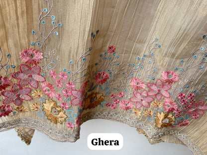 Elegant Crushed Shimmer Tissue Unstitched Ladies 3pcs Designer Suit Set