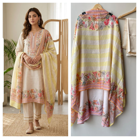 Pure Mul Chanderi Unstitched Ladies Suit RC-18817