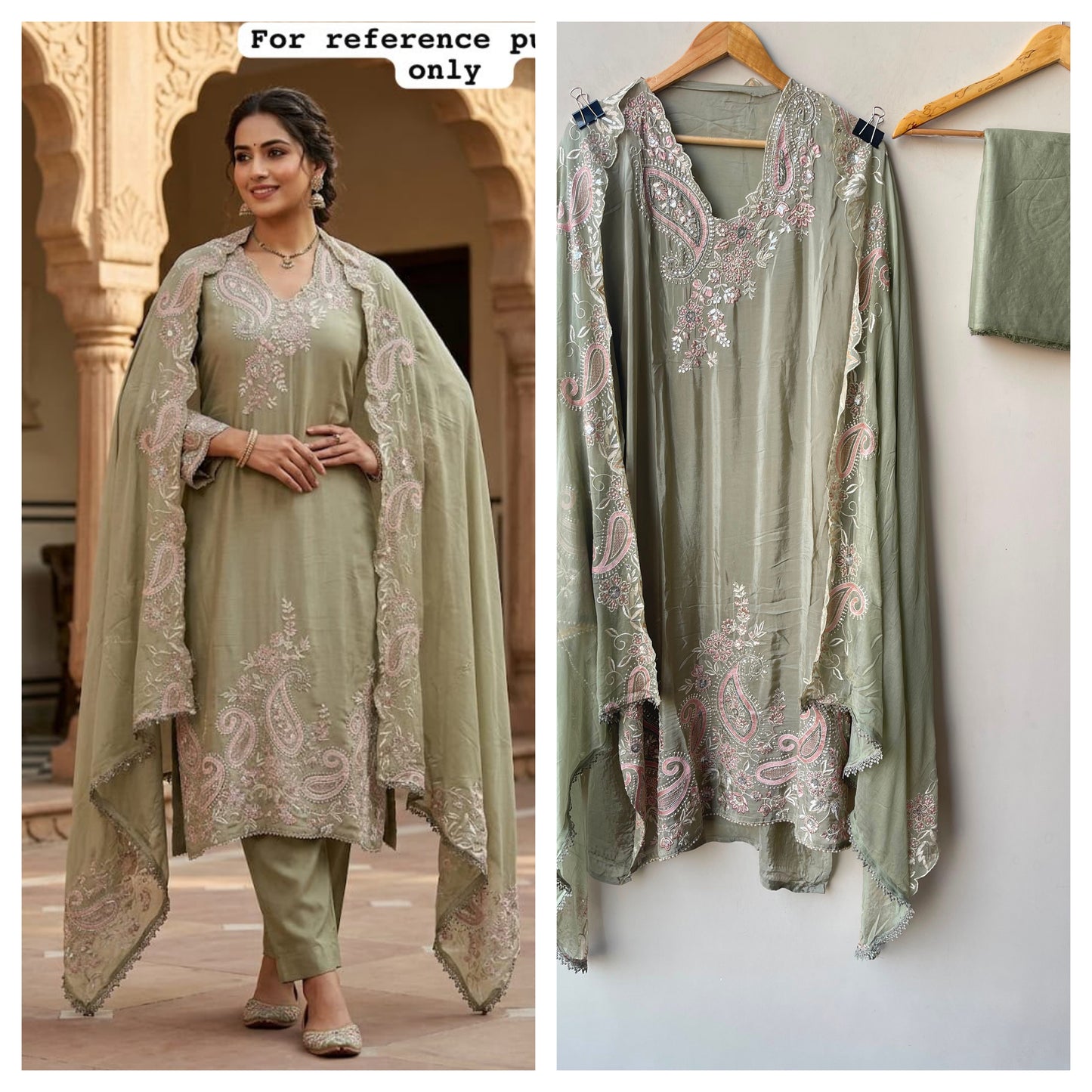 Satin crepe unstitched ladies suit Rc19298 (b)