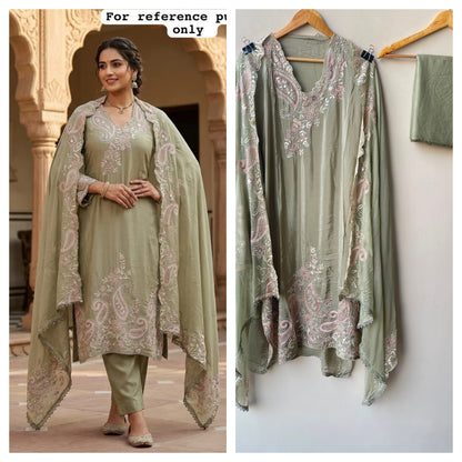 Satin crepe unstitched ladies suit Rc19298 (b)