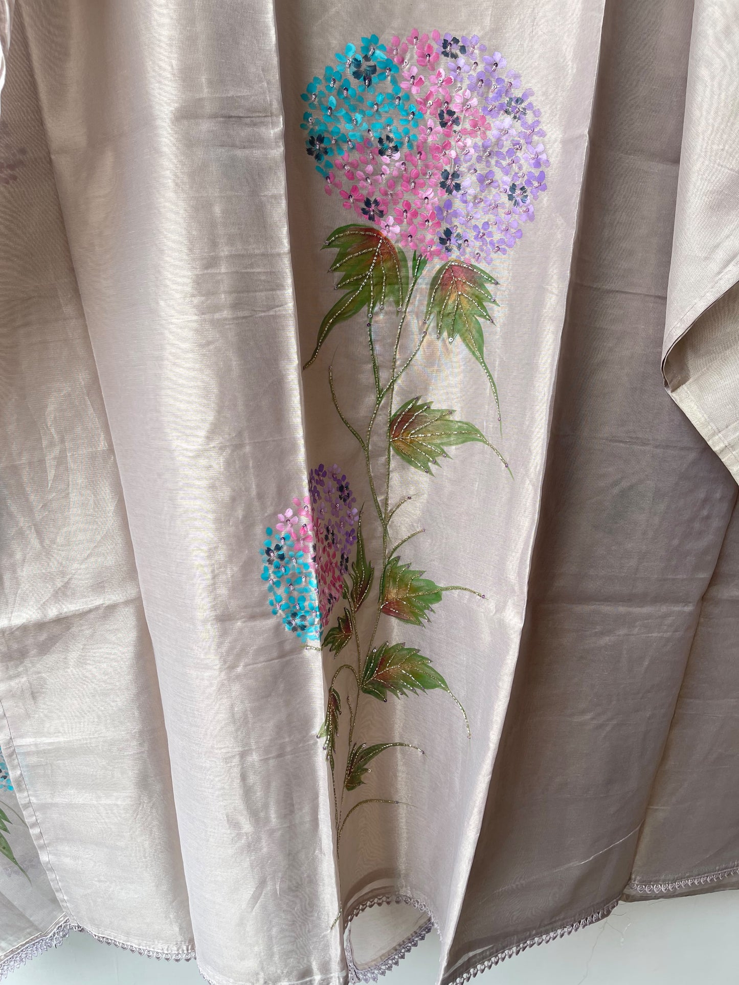 Shimmer Silk Brush Painted Elegant Unstitched Suit Set