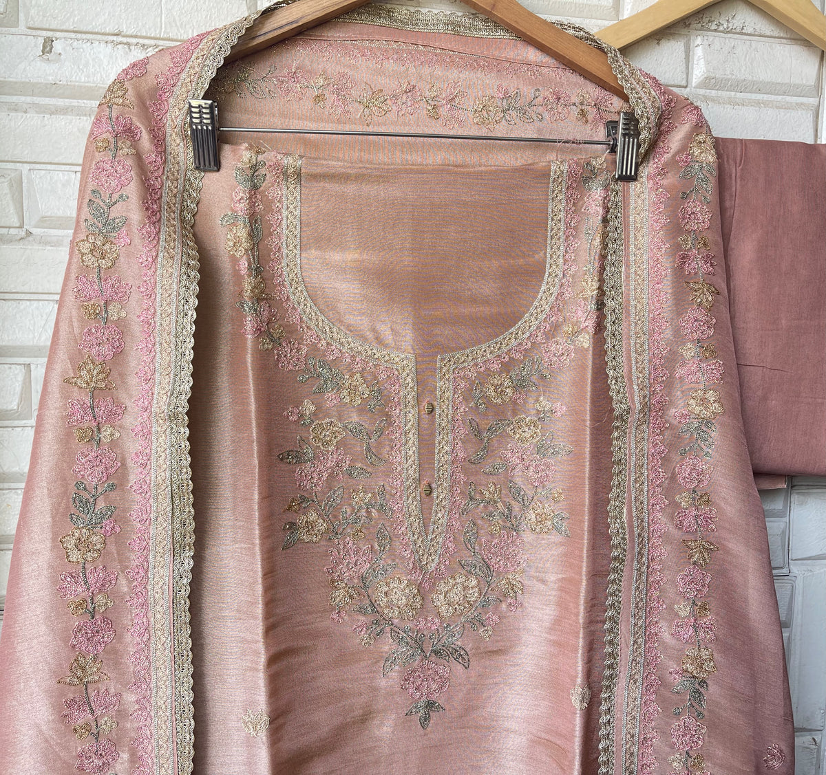 Premium Shimmer Silk Designer 3 pcs Unstitched Suit Set