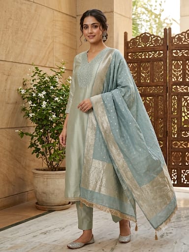 Pure Giraffe shimmer silk unstitched ladies suit