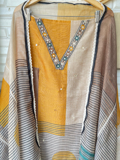 Soft Mul Chanderi Unstitched Ladies Suit RC-18413 – view 4