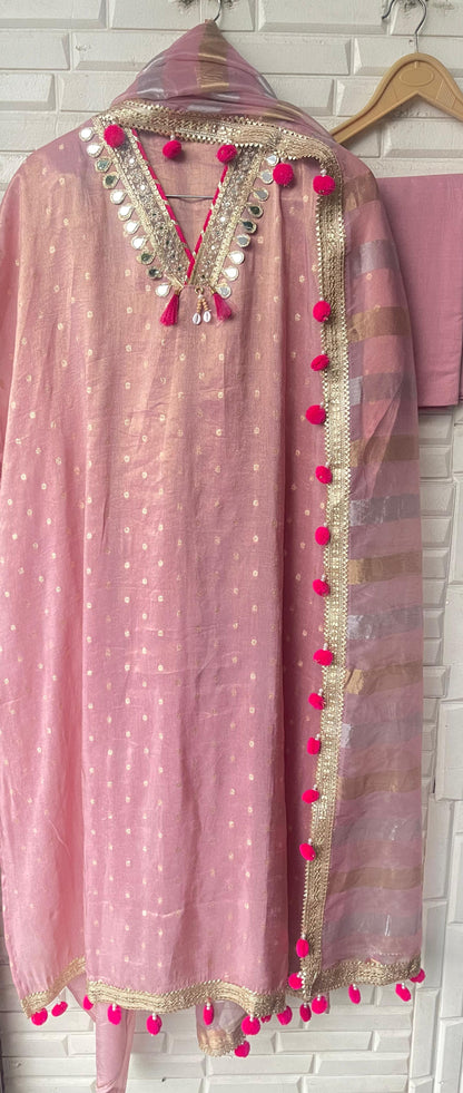 Banarasi shimmer silk unstitched ladies suit Rc17842 (b)