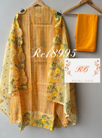 Self Banarasi weaving kota doriya unstitched ladies suit Rc18995